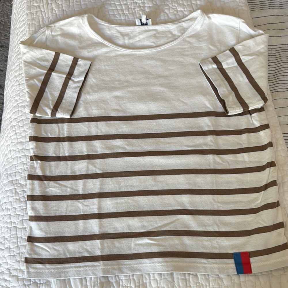 KULE stripped White and Brown T-Shirt